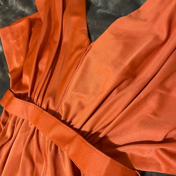 Vintage 1970s Orange Formal Dress M - Picture 7 of 8
